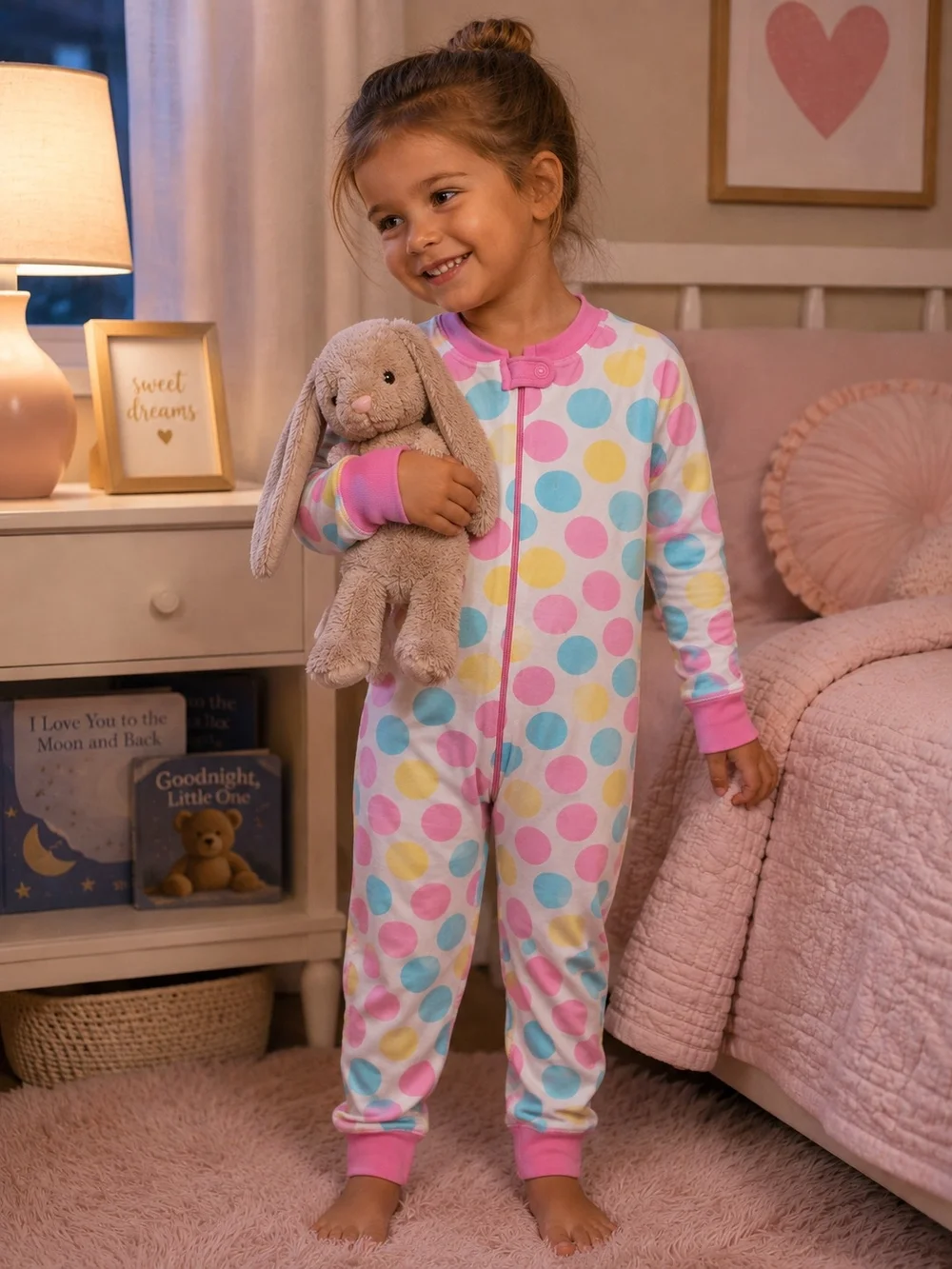 Hanna Andersson Organic Cotton Polka Dot Zip Pajamas 3T